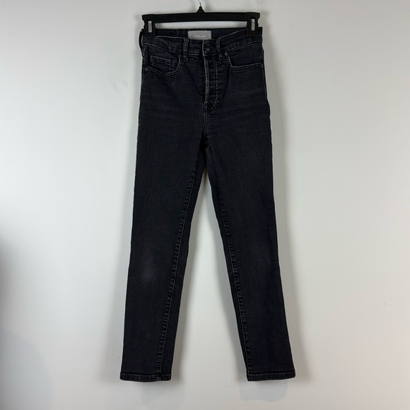 EVERLANE High Rise Slim Straight Cigarette Jeans Size 26 Black - Picture 2 of 11